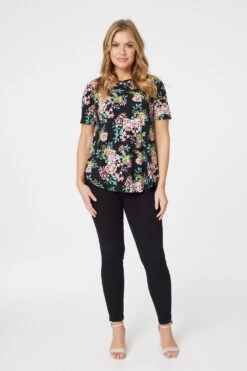 Stella Morgan - Short Sleeve Floral Shell Blouse -Mod Vanta Sales Store 9004450 07201