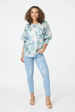 Stella Morgan - 3/4 Sleeve Floral Blouse -Mod Vanta Sales Store 9004453 93201