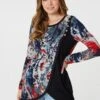 Stella Morgan - Long Sleeve Wrap Shoulder Design Tunic With Button Detail -Mod Vanta Sales Store 9004454 51203