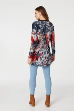 Stella Morgan - Long Sleeve Wrap Shoulder Design Tunic With Button Detail -Mod Vanta Sales Store 9004454 51207