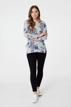 Stella Morgan - Long Sleeve Floral Tunic With Side Split Detail -Mod Vanta Sales Store 9004457 33201