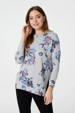 Stella Morgan - Long Sleeve Floral Tunic With Side Split Detail