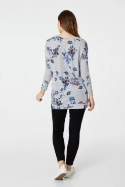 Stella Morgan - Long Sleeve Floral Tunic With Side Split Detail -Mod Vanta Sales Store 9004457 33205