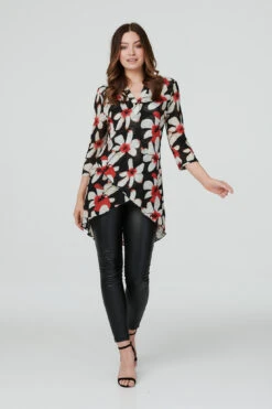 Stella Morgan - 3/4 Sleeve Wrap Floral Tunic -Mod Vanta Sales Store 9004458 07201