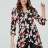 Stella Morgan - 3/4 Sleeve Wrap Floral Tunic