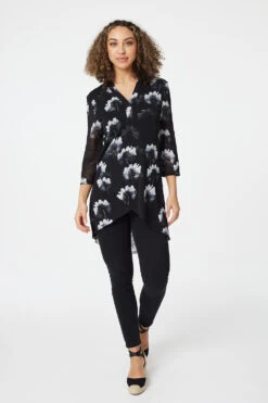 Stella Morgan - 3/4 Sleeve Watercolour Floral Wrap Tunic -Mod Vanta Sales Store 9004459 07201