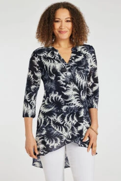 Stella Morgan - Long Sleeve Wrap Over Print Tunic