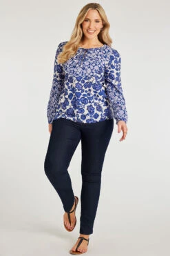 Long Sleeve Mixed Print Tie Neck Blouse -Mod Vanta Sales Store 900446809 alt1