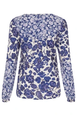 Long Sleeve Mixed Print Tie Neck Blouse -Mod Vanta Sales Store 900446809 alt2