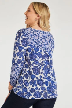 Long Sleeve Mixed Print Tie Neck Blouse -Mod Vanta Sales Store 900446809 alt4