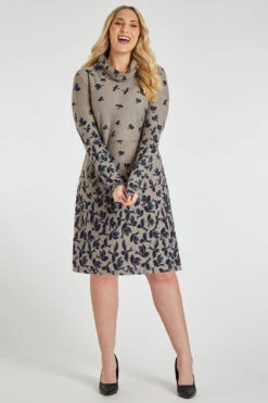 Bird Print Cowl Neck Soft Touch Dress 14 Bird Print Cowl Neck Soft Touch Dress -Mod Vanta Sales Store 900447181 alt1