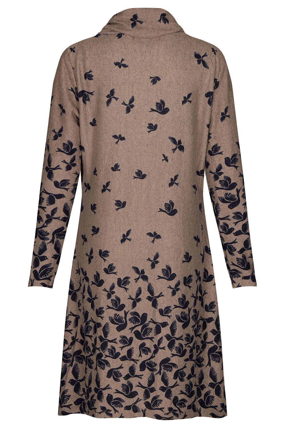 Bird Print Cowl Neck Soft Touch Dress 5 Bird Print Cowl Neck Soft Touch Dress - Image 3