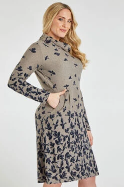 Bird Print Cowl Neck Soft Touch Dress 13 Bird Print Cowl Neck Soft Touch Dress -Mod Vanta Sales Store 900447181 alt4