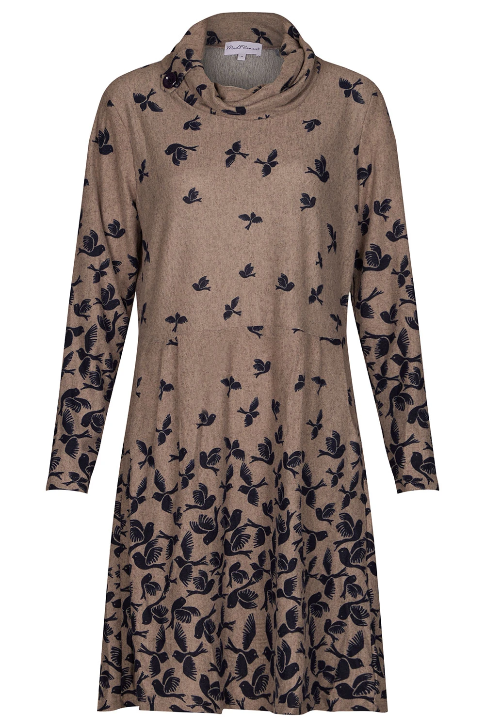 Bird Print Cowl Neck Soft Touch Dress 4 Bird Print Cowl Neck Soft Touch Dress - Image 2