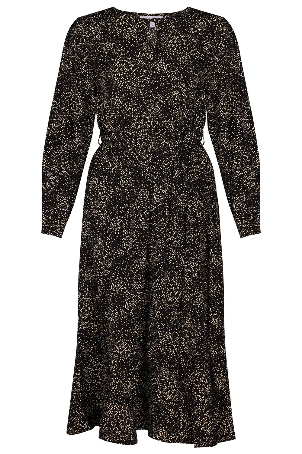 Dash Print Woven Midi Dress With Belt Detail 4 Dash Print Woven Midi Dress With Belt Detail - Image 2