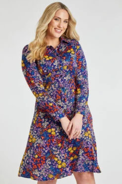 Ditsy Floral Woven Shirt Dress