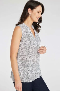 Sleeveless Ditsy Floral Print Blouse -Mod Vanta Sales Store 900471093 alt3