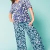 Batik Floral Wide Leg Border Print Trousers