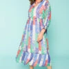 Patchwork Smock Maxi Dress With Shirred Cuffs 2 Patchwork Smock Maxi Dress With Shirred Cuffs -Mod Vanta Sales Store BonMarche LorraineKelly SHOT007 01212