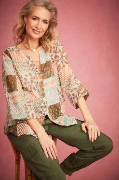 Long Sleeve Hanky Hem Patchwork Blouse -Mod Vanta Sales Store BonMarche SS Day2 SHOT002 013