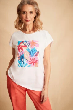 Mod Vanta Sales Store 26 Short Sleeve Tropical Flower Print T-Shirt