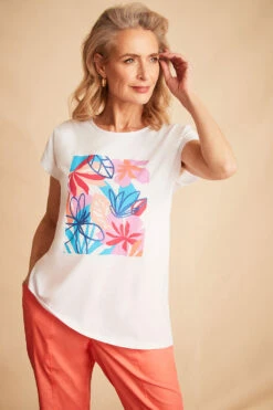 Short Sleeve Tropical Flower Print T-Shirt -Mod Vanta Sales Store BonMarche SS Day2 SHOT011 063