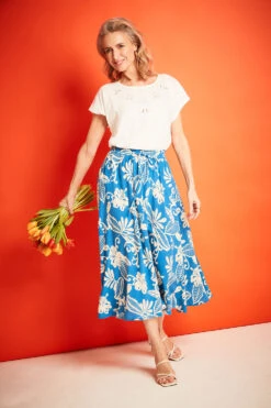 Mono Abstract Design Drawcord Skirt