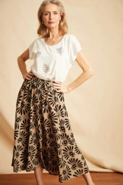 Tribal Stamp Circle Drawcord Skirt -Mod Vanta Sales Store BonMarche SS SHOT011 028
