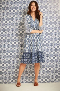 Painted Tiles Print Dress -Mod Vanta Sales Store BonMarche SS SHOT013 002