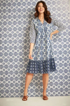 Painted Tiles Print Dress -Mod Vanta Sales Store BonMarche SS SHOT013 004