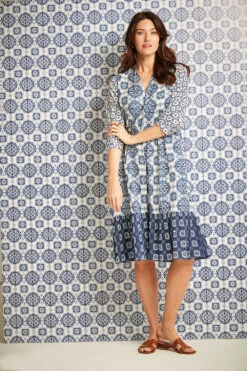 Painted Tiles Print Dress -Mod Vanta Sales Store BonMarche SS SHOT013 010