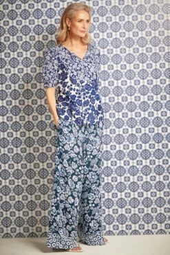 Batik Floral Wide Leg Border Print Trousers -Mod Vanta Sales Store BonMarche SS SHOT016 073123