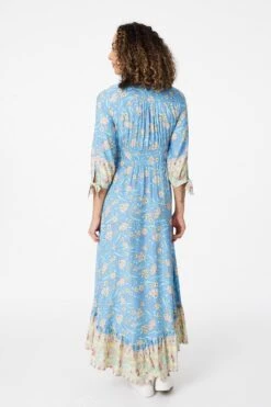 Izabel London – Floral 3/4 Tie Sleeve Maxi Dress -Mod Vanta Sales Store D160979014 ALT3