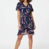Izabel London – Floral Tie Front Mini Dress -Mod Vanta Sales Store D163922100 ALT1