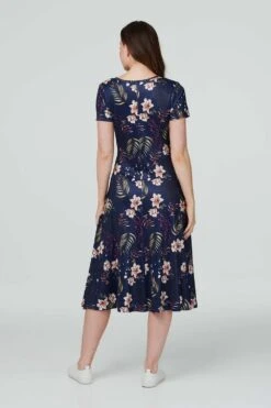 Izabel London – Floral Twist Front Midi Dress -Mod Vanta Sales Store D164781100 ALT3
