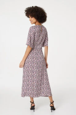 Izabel London – Floral Angel Sleeved Midi Dress -Mod Vanta Sales Store D165069264 ALT3