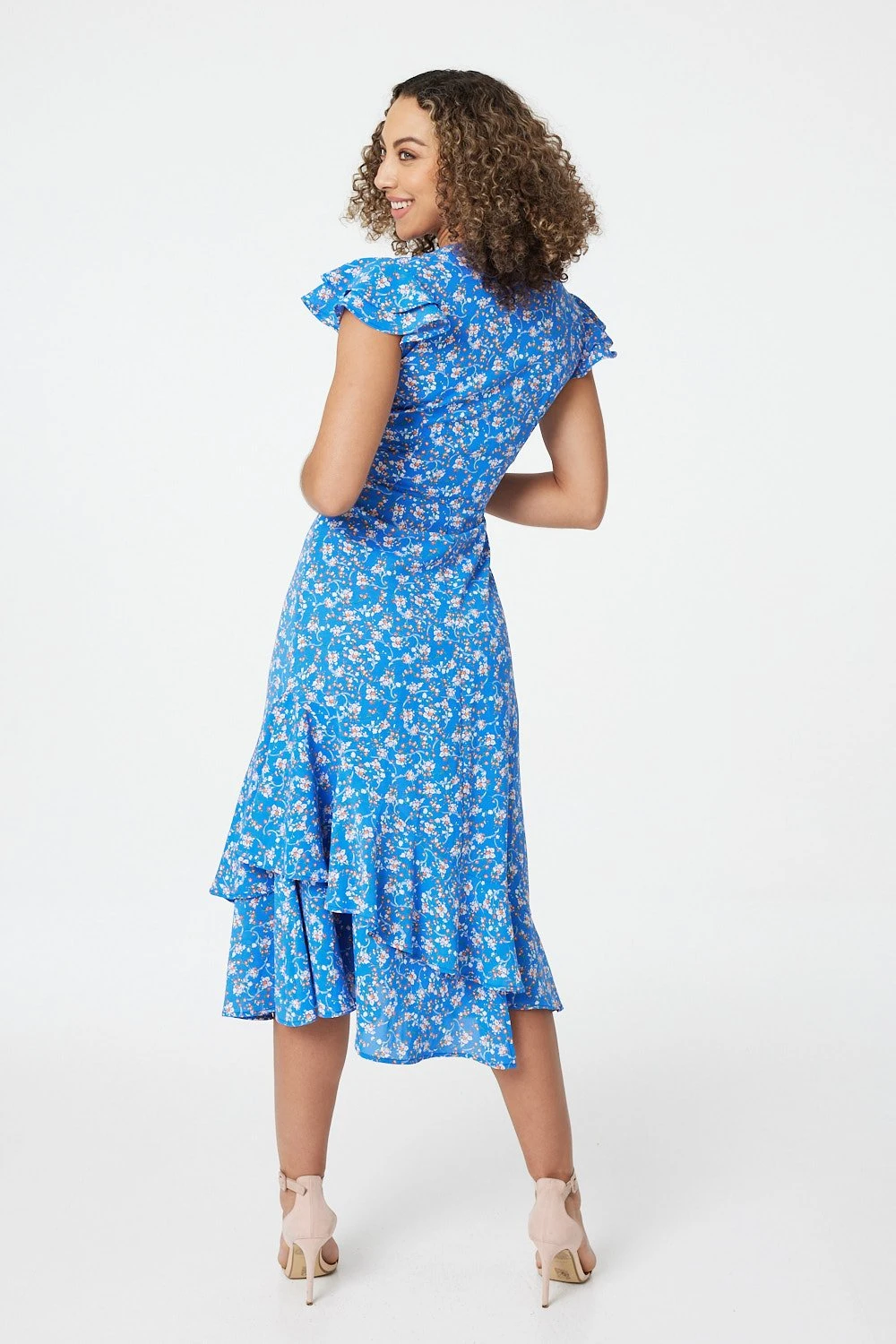 Izabel London - Floral Ruffle Sleeve Midi Dress 5 Izabel London - Floral Ruffle Sleeve Midi Dress - Image 3