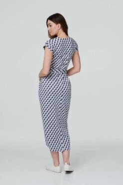 Izabel London – Geo Print Tie Waist Tulip Dress -Mod Vanta Sales Store D165168378 ALT3