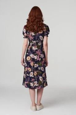 Izabel London – Floral Shirred Detail Midi Dress -Mod Vanta Sales Store D165496100 ALT3