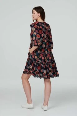 Izabel London – Polka Dot 3/4 Sleeve Smock Dress -Mod Vanta Sales Store D511703378 alt3