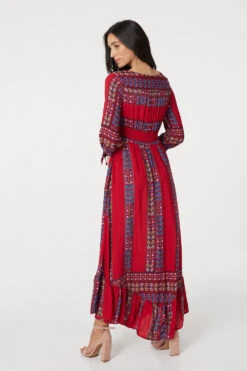 Izabel London – Boho Print 3/4 Sleeve Maxi Dress -Mod Vanta Sales Store D731429034 ALT3