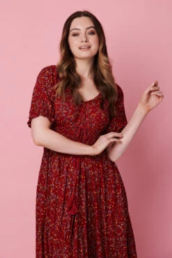 Izabel London – Floral Smocked Waist Maxi Dress -Mod Vanta Sales Store D731447034 ALT3