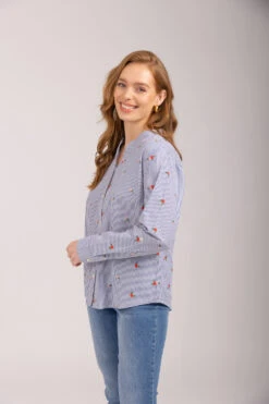 Mudflower - Pinstripe Floral Embroidered Shirt -Mod Vanta Sales Store Mudflower20Day201 797