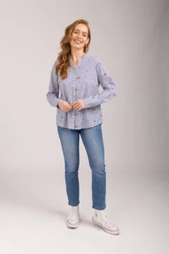 Mudflower - Pinstripe Floral Embroidered Shirt -Mod Vanta Sales Store Mudflower20Day201 824