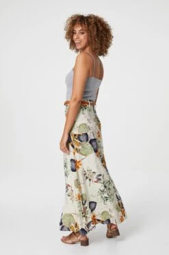 Izabel London – Multi Green Floral A-Line Maxi Skirt With Belt -Mod Vanta Sales Store S158453261 alt3