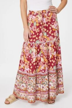 Izabel London – Floral Border Print Maxi Skirt -Mod Vanta Sales Store S161002925 ALT2