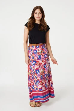 Izabel London – Mosaic Print A-Line Maxi Skirt
