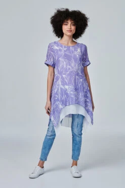 Izabel London – Leaf Print Longline Tunic Top