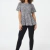 Izabel London – Ditsy Print Short Sleeve Peplum Top