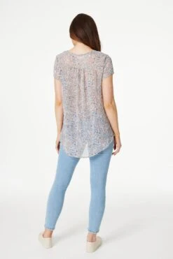 Izabel London – Paisley Layered Hem Blouse Top -Mod Vanta Sales Store T166874379 ALT3